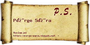 Pörge Sára névjegykártya